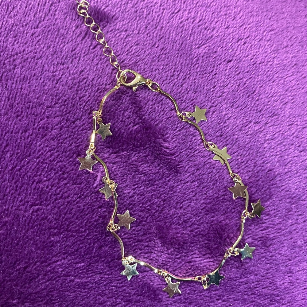 Adjustable anklet bracelet with star charms - Picture 3 of 4